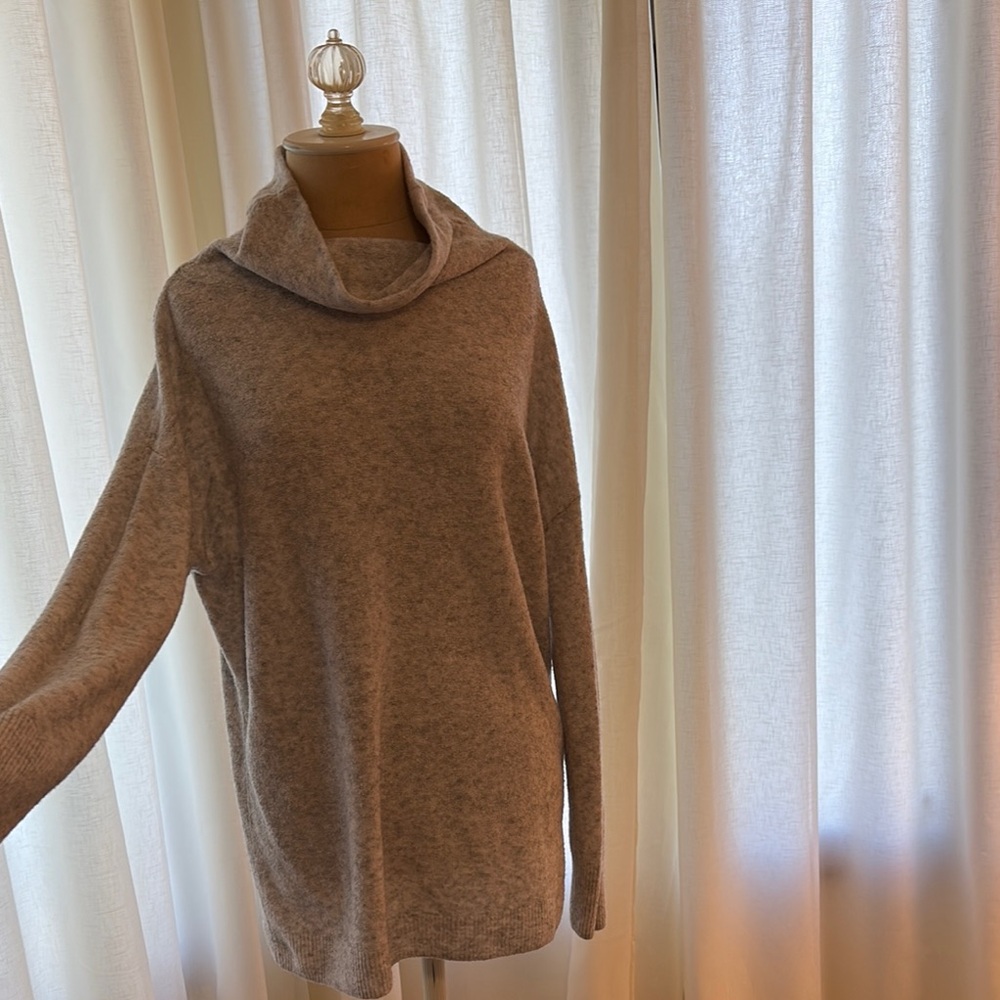 Gray Oversized Cowl Neck Sweater